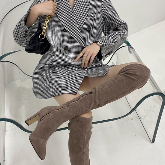 ブーツ レディース ロング ハイヒール ロングブーツ ピンヒール 美脚 ニーハイ スエード かわいいブーツ レディース ロング ハイヒール 靴 通販 ブラック ブラウン 22.5 23 23.5 24