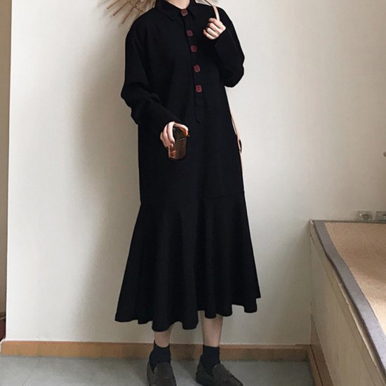 シャツワンピース シャツワンピ レディース 長袖 ブラック シャツ ロング ワンピース ワンピ 大きいサイズ フロントボタン 秋冬新作 秋色 秋服 秋sale 秋シャツワンピース シャツワンピ レディ