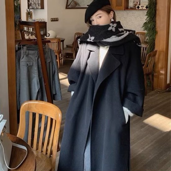ロングコート レディース ベルト付き Vネック テーラードカラー ウールコート ロング ミディアム ミモレ丈 シンプル 無地 レトロ クラシカル きれいめ オフィス 5color おしゃれ 上品ロング